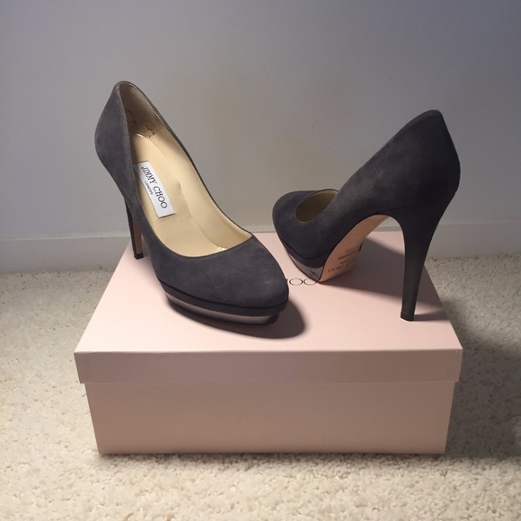 JIMMY CHOO SUEDE SMOKE/BRONZE PUMPS - Picture 7 of 8